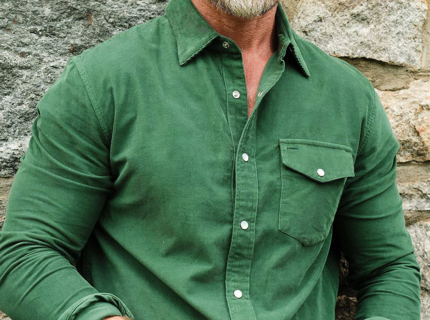 Corduroy Pearl Snap - Emerald Isle