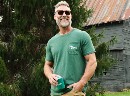 Slub Graphic T-Shirt - Sign - Hunter Green