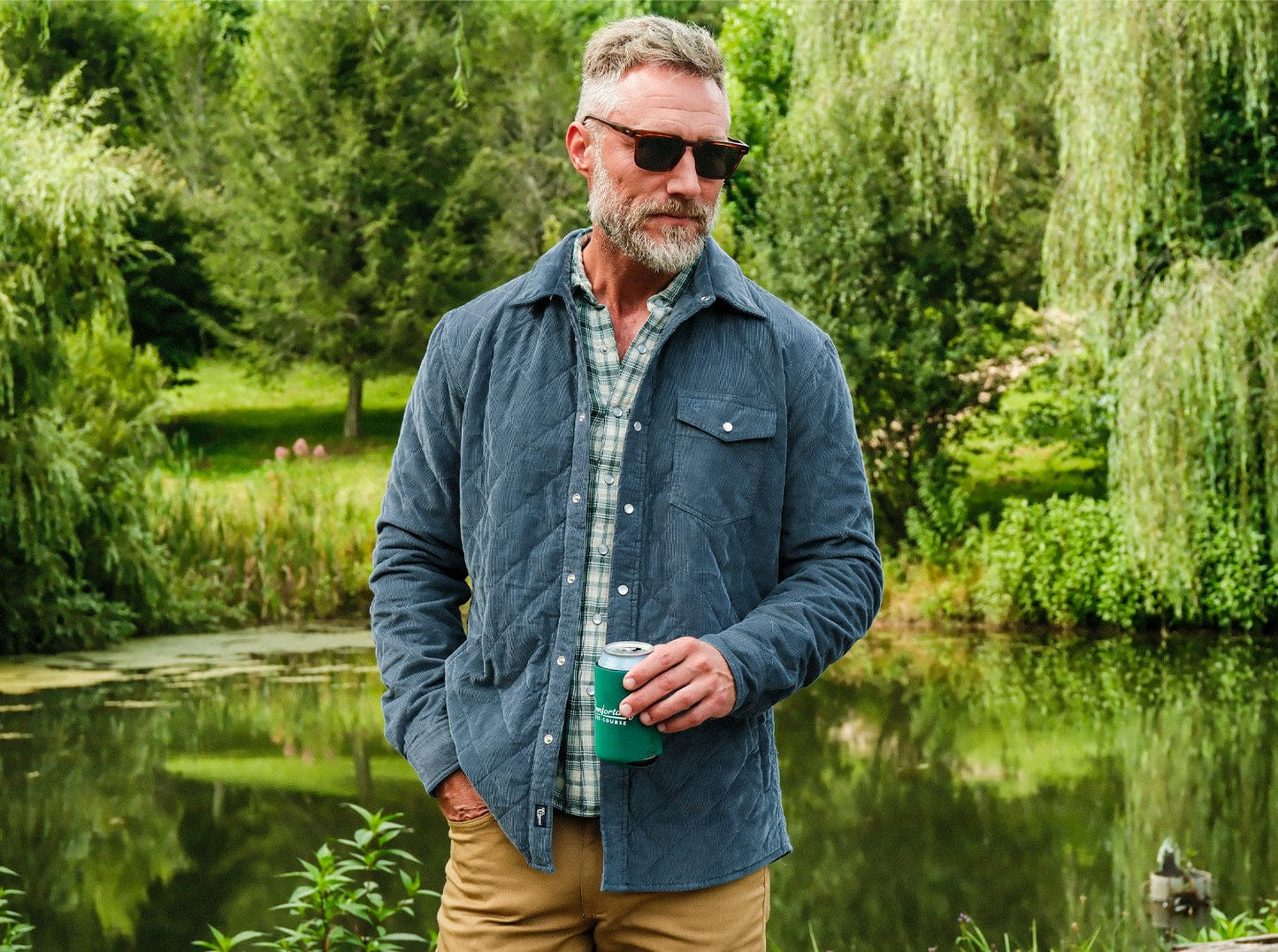 Corduroy Quilted Shacket - Slate Blue