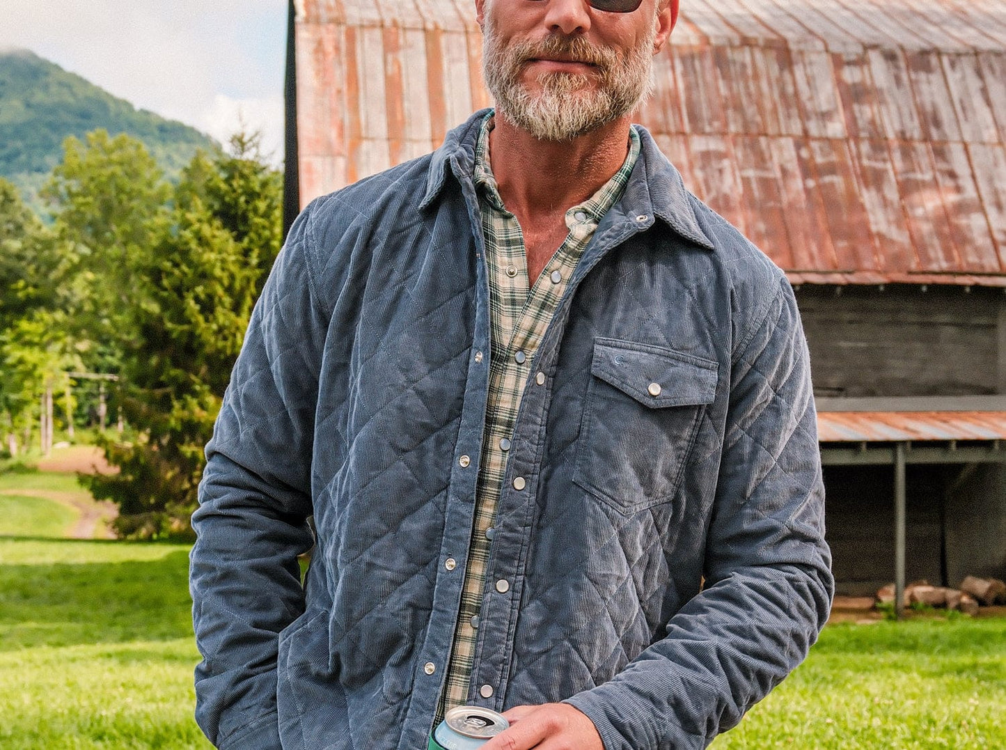 Corduroy Quilted Shacket - Slate Blue