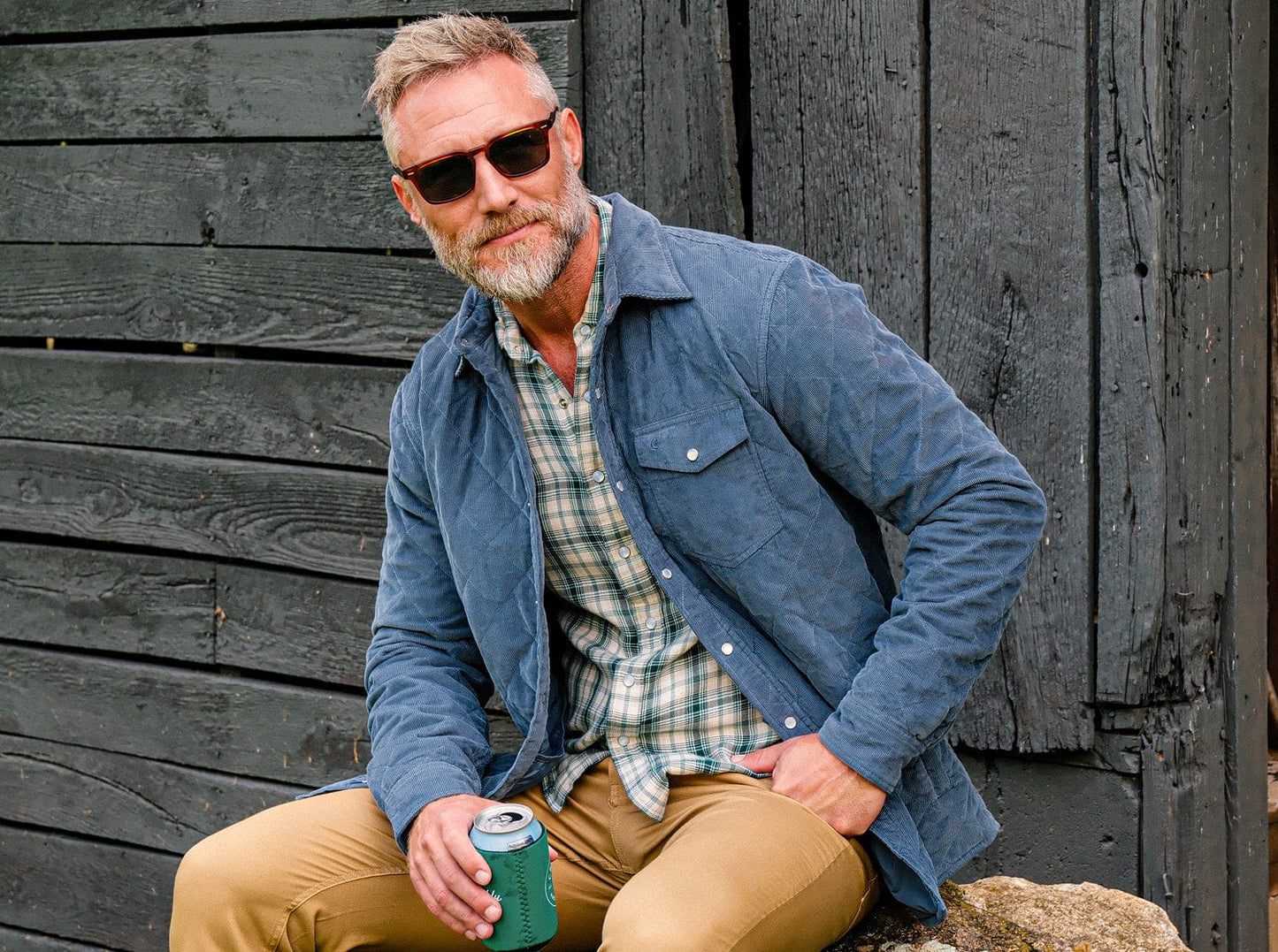 Corduroy Quilted Shacket - Slate Blue