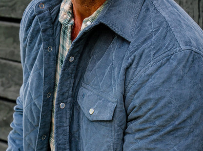 Corduroy Quilted Shacket - Slate Blue