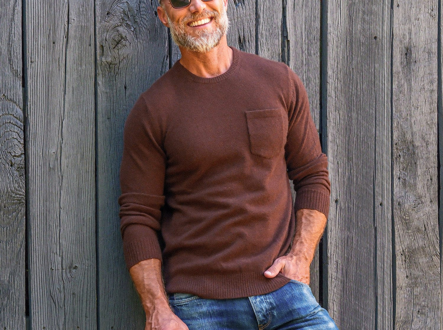 Legacy Cashmere Pocket Crew - Espresso