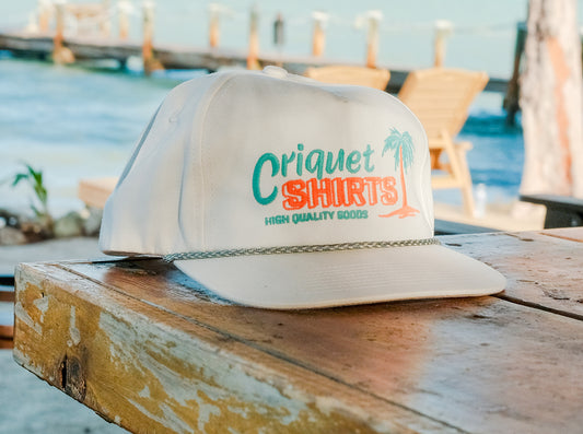Throwback Hat - Criquet Palms - White Twill