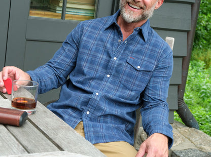 Corduroy Pearl Snap - Dusty Blue Plaid