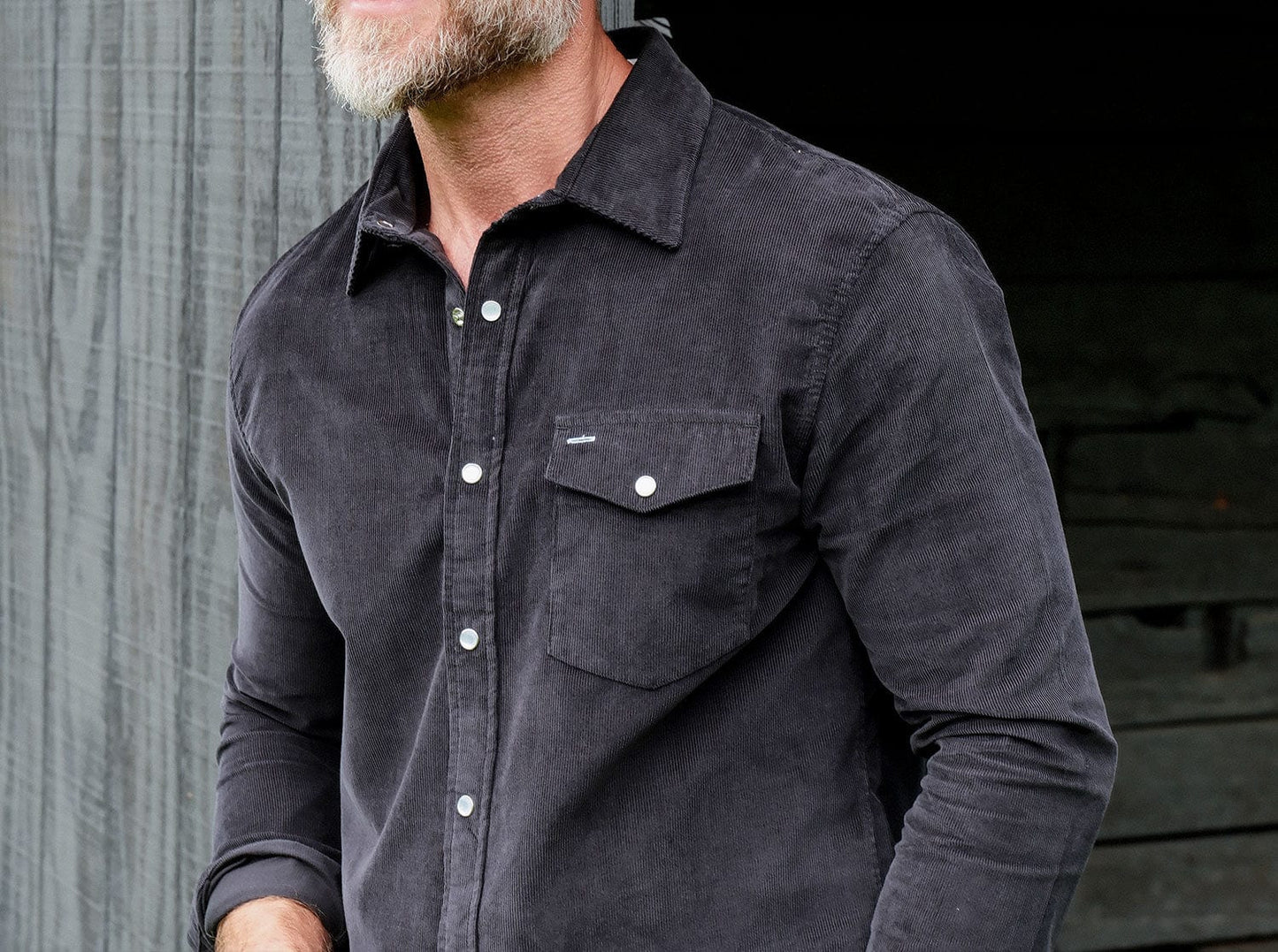 Corduroy Pearl Snap - Midnight Oil