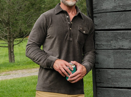 Velour Long Sleeve Players Shirt - Coal