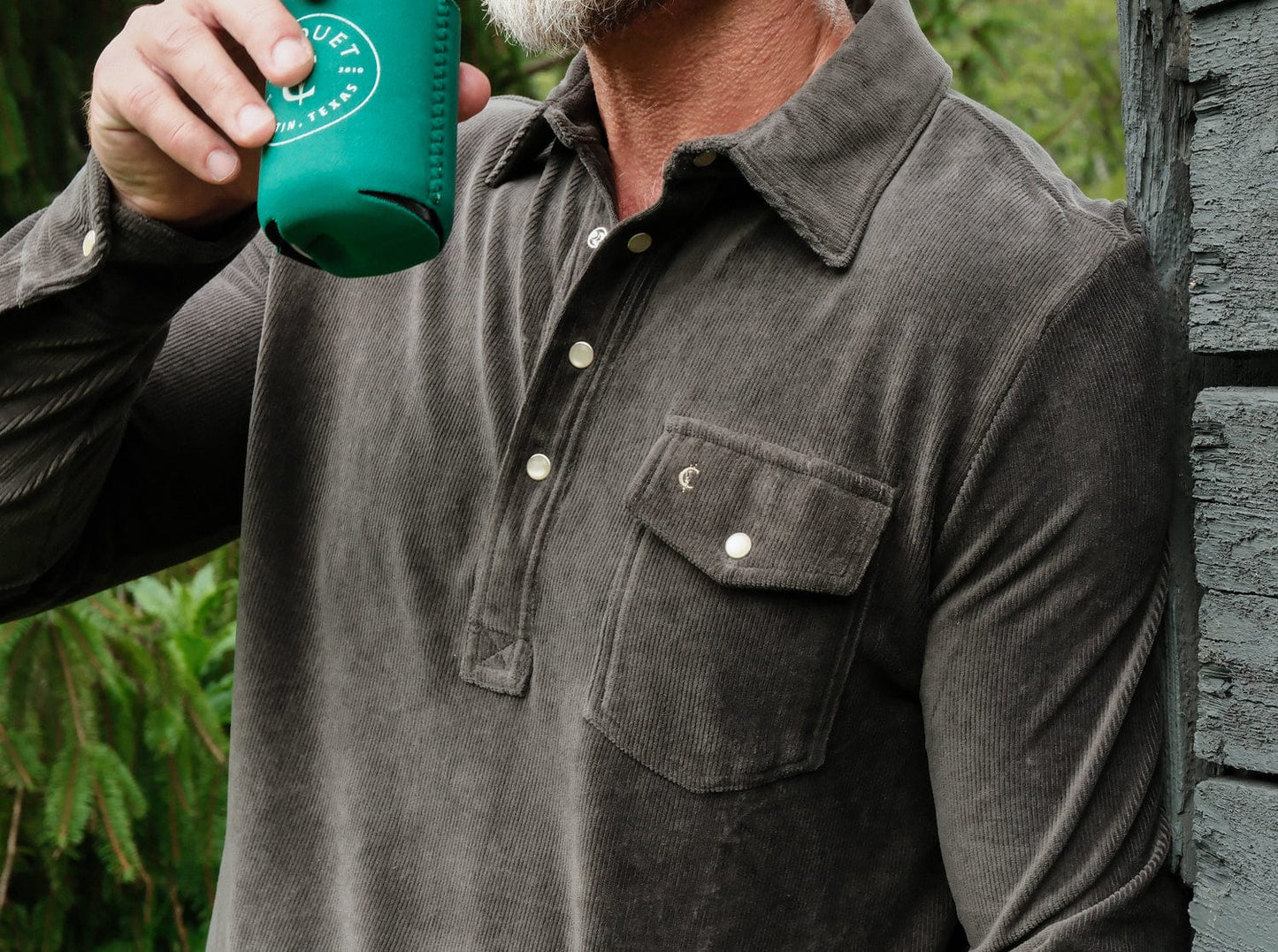 Velour Long Sleeve Players Shirt - Coal