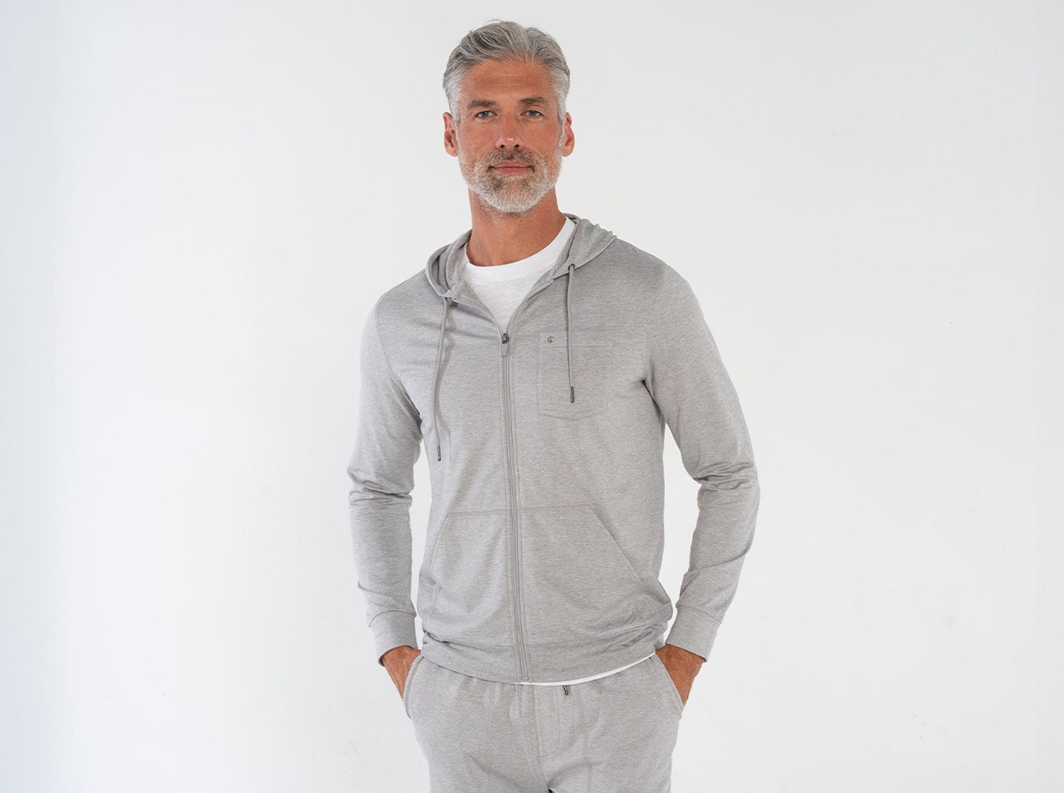 Lounge Zip-Up Hoodie - Light Gray