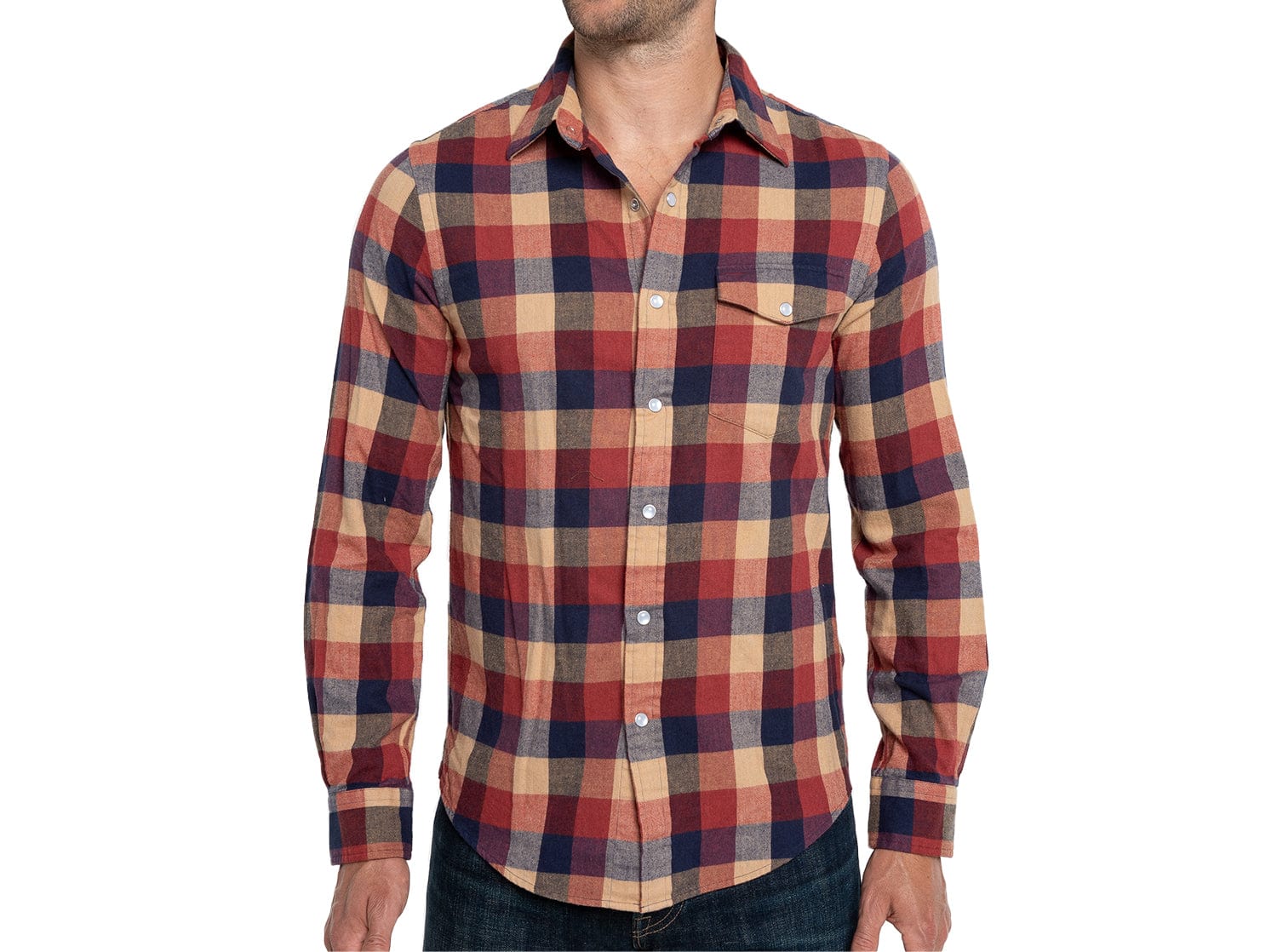 Flannel Pearl Snap - Multi Buffalo Check - Navy