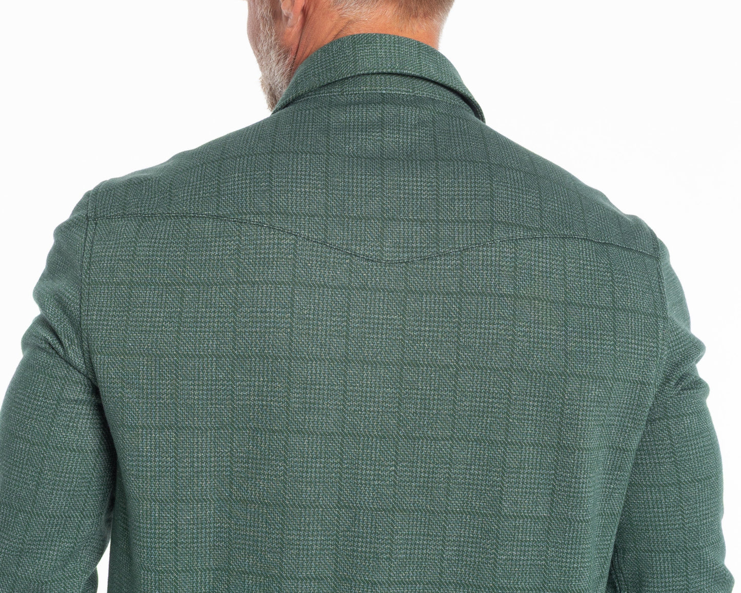 Chill-Knit Plaid Pearl Snap - Green Jacquard