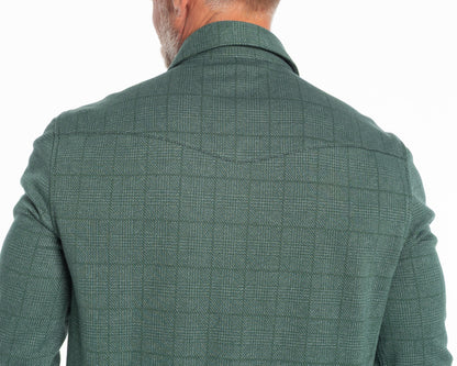 Chill-Knit Plaid Pearl Snap - Green Jacquard