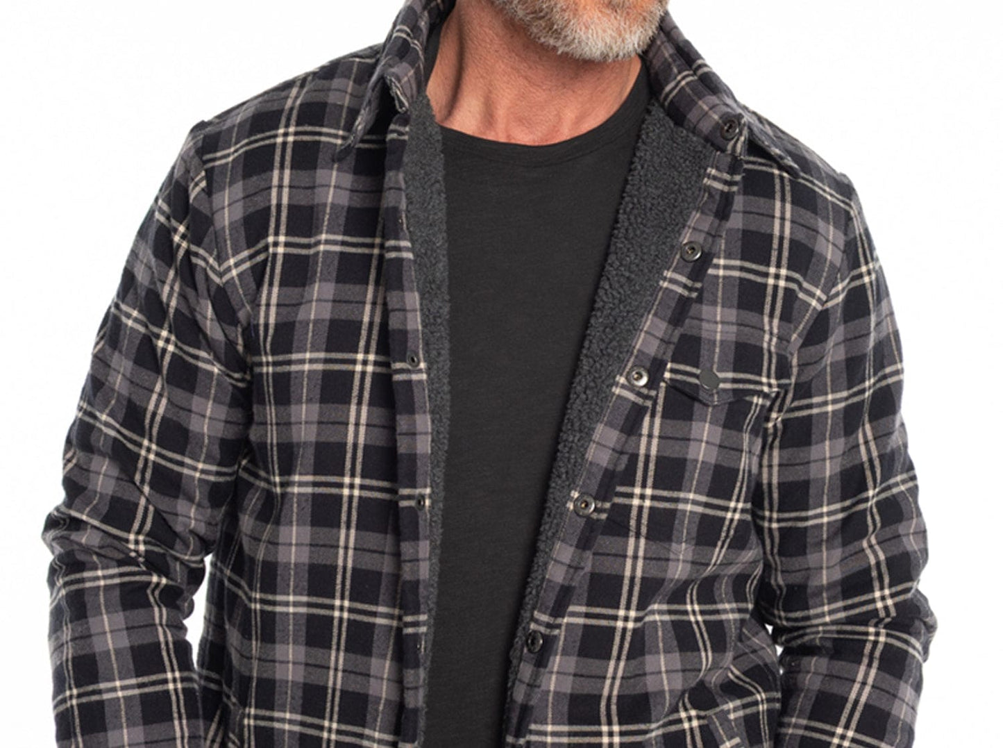 Sherpa Shacket - Black Plaid