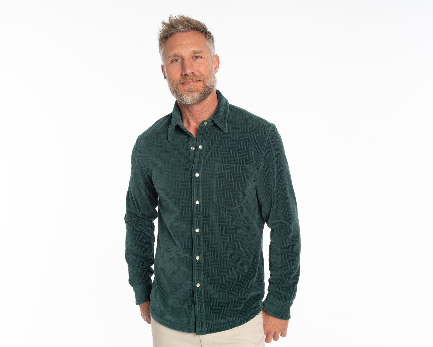 The Velour Pearl Snap - Jacquard - Pine