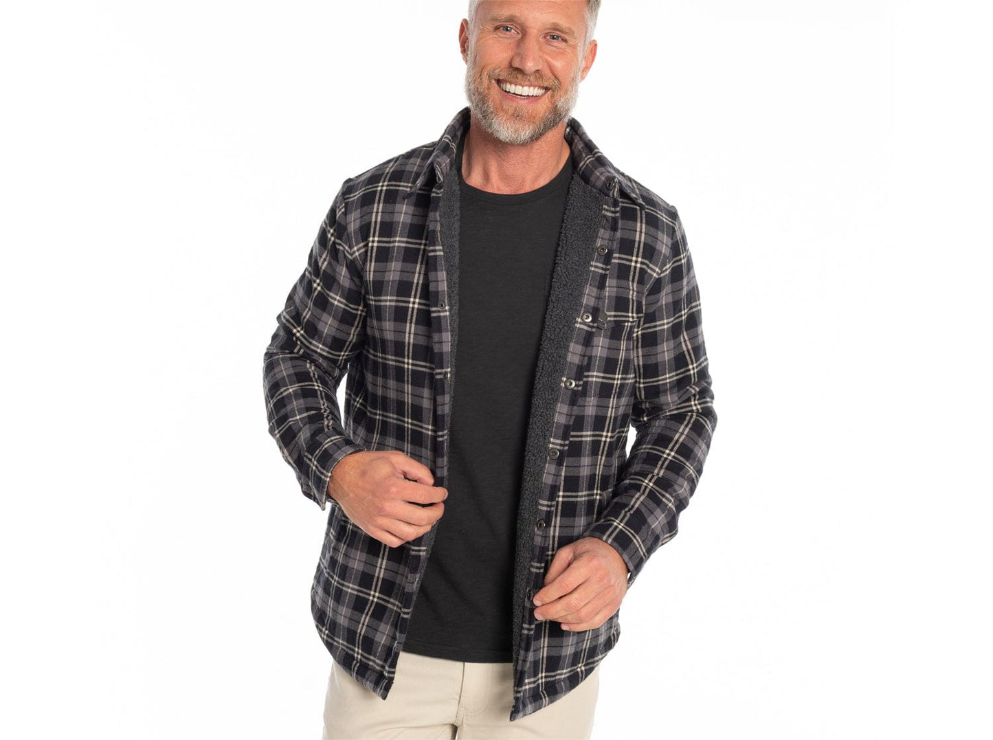 Sherpa Shacket - Black Plaid