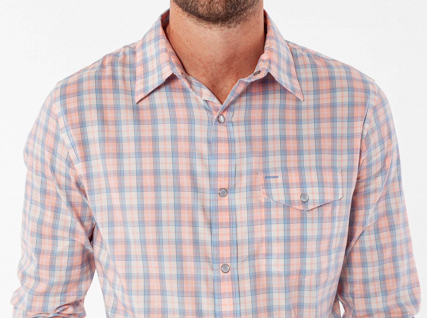Performance Long Sleeve Pearl Snap - Peachy Plaid