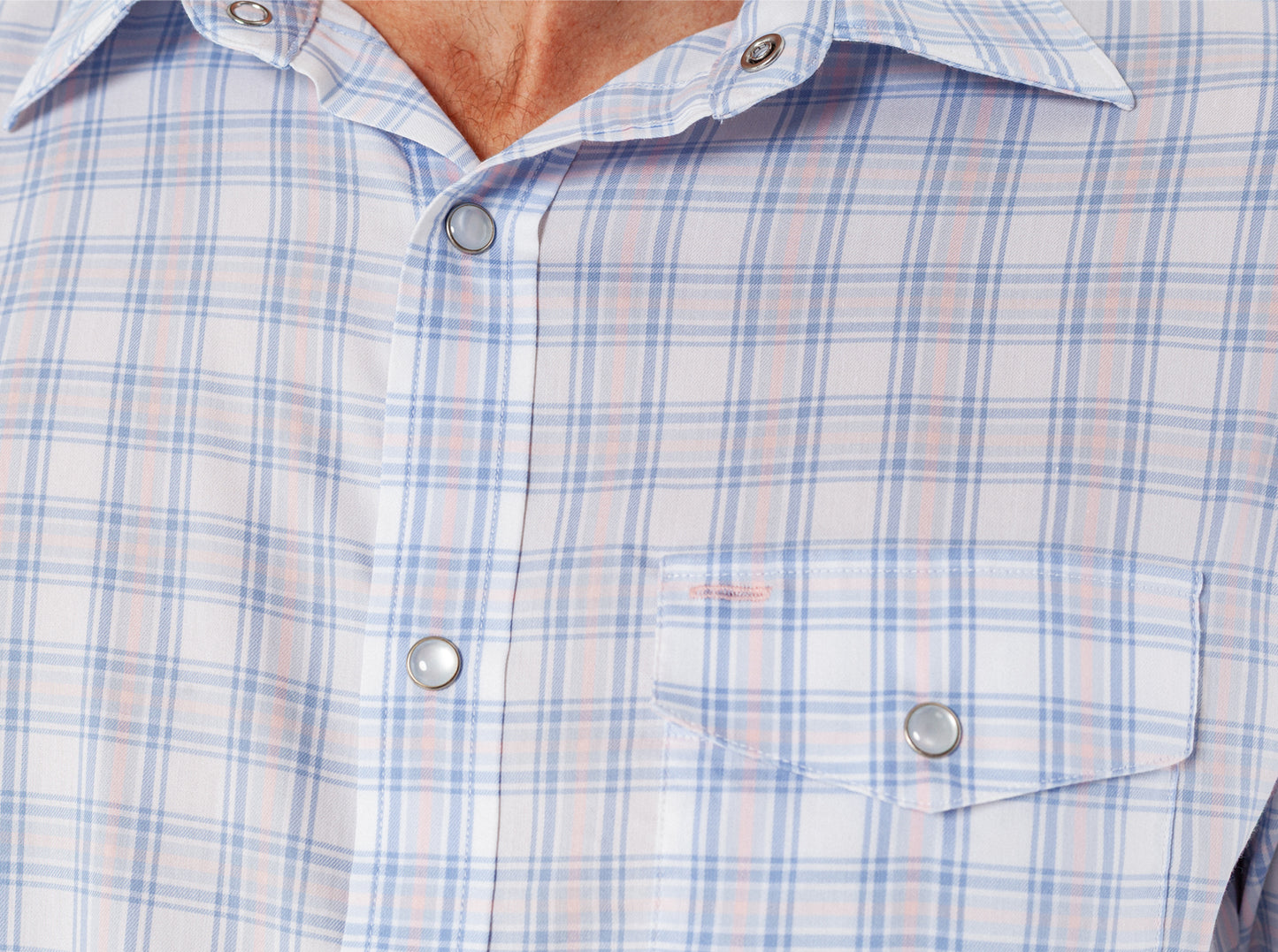 Performance Long Sleeve Pearl Snap - White Heron Check