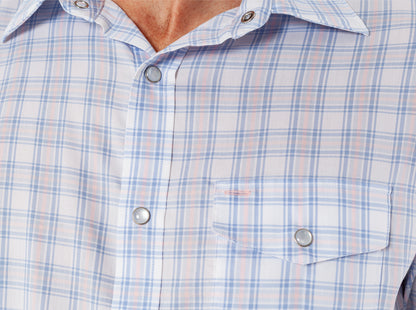 Performance Long Sleeve Pearl Snap - White Heron Check