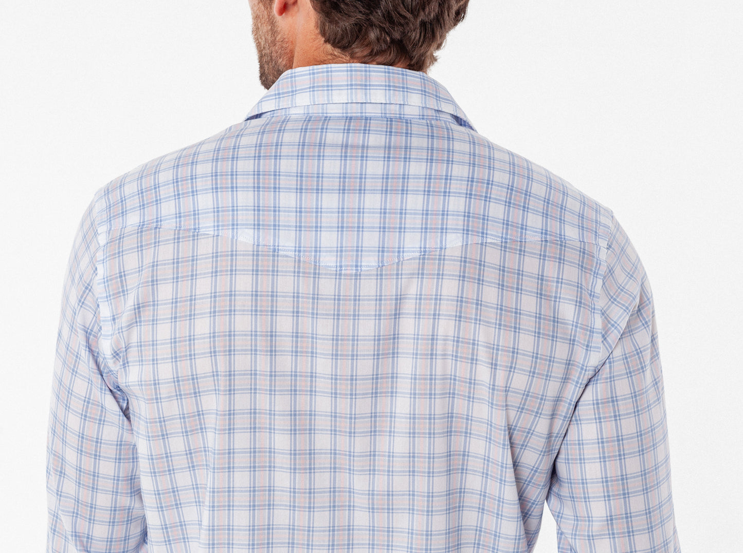Performance Long Sleeve Pearl Snap - White Heron Check