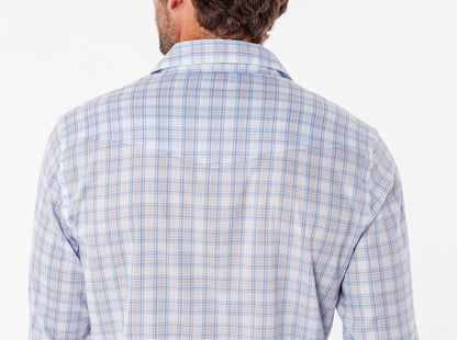 Performance Long Sleeve Pearl Snap - White Heron Check