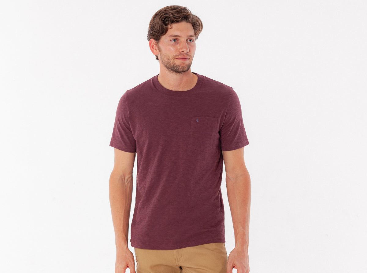 Criquet Slub Cotton Short Sleeve T-Shirt in Jam Band, studio photo
