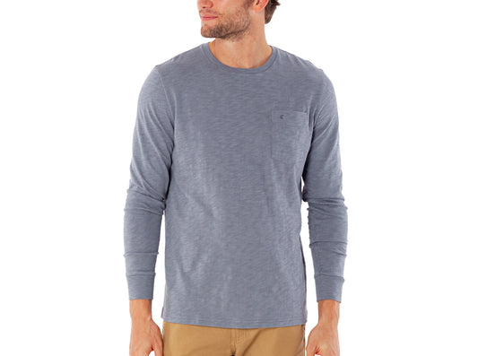 Criquet Cotton Slub Long Sleeve T-Shirt in Steel, studio photo