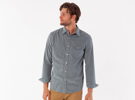 Spring Weight Corduroy Pearl Snap - Stormy Weather