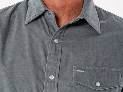 Spring Weight Corduroy Pearl Snap - Stormy Weather