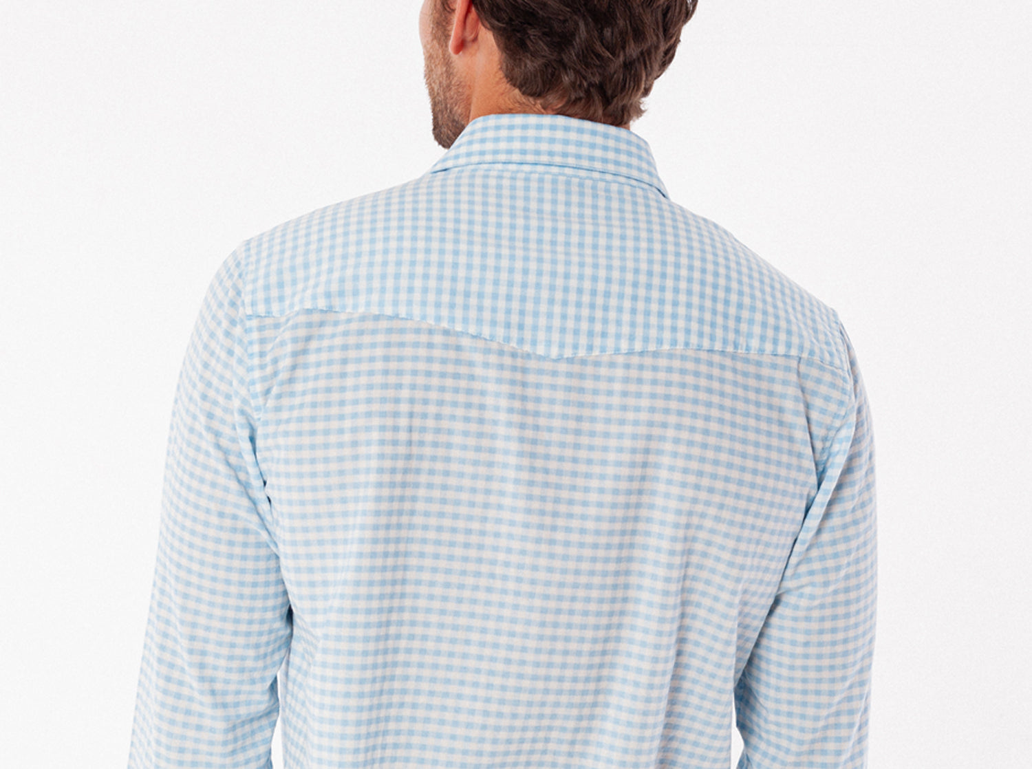 Spring Weight Corduroy Pearl Snap - Gingham Print - Sky – Criquet