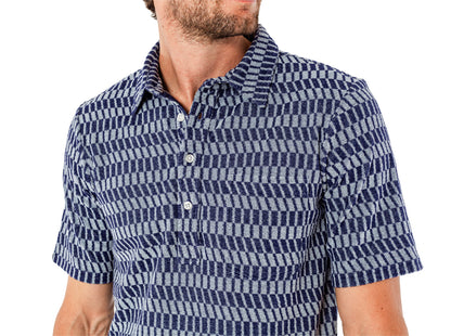 Terrycloth Players Shirt - Check Jacquard Blue