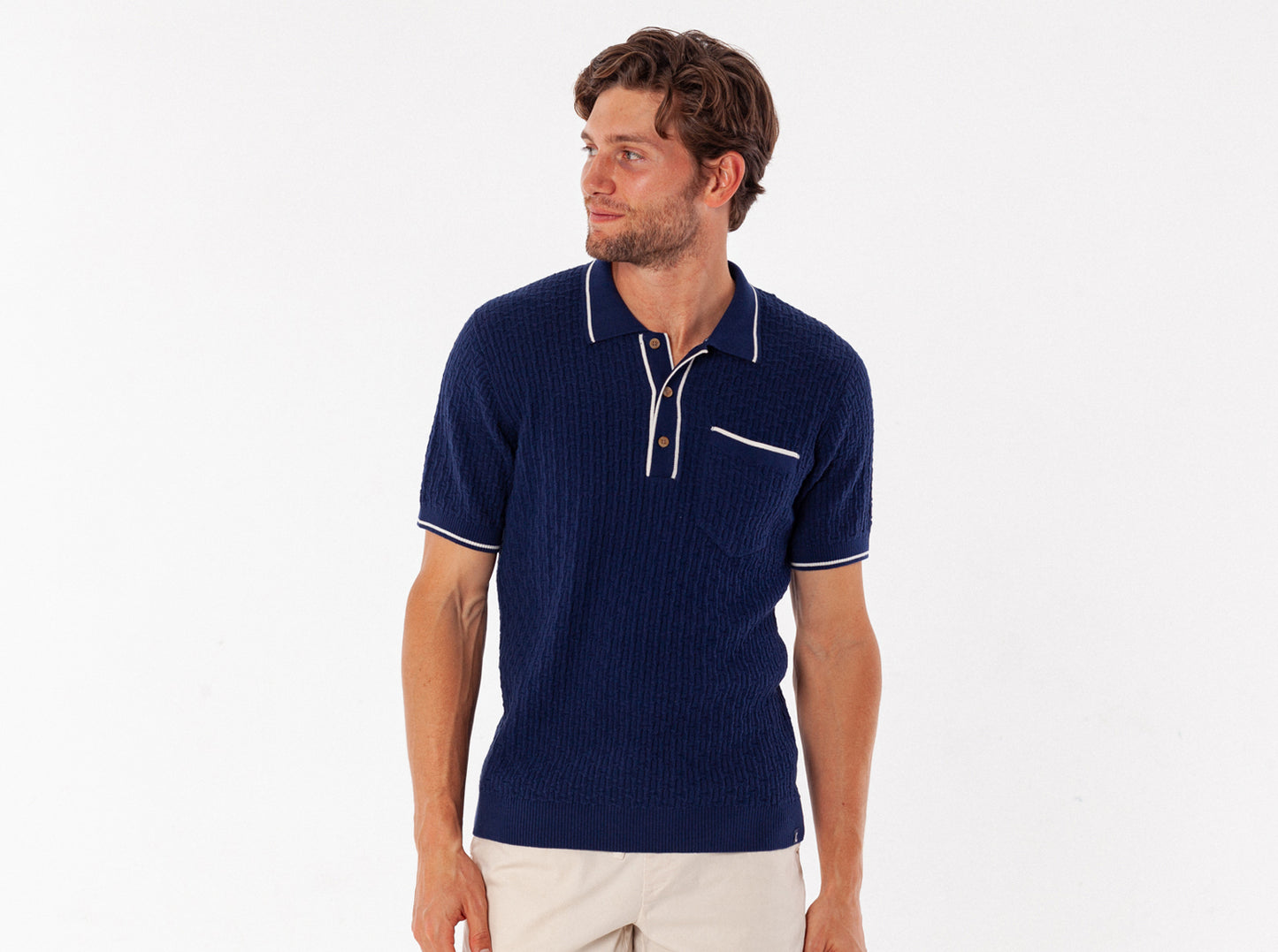 Bungalow Sweater Polo - Navy