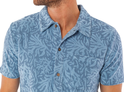 Terrycloth Button Down - Reef Jacquard - Blue