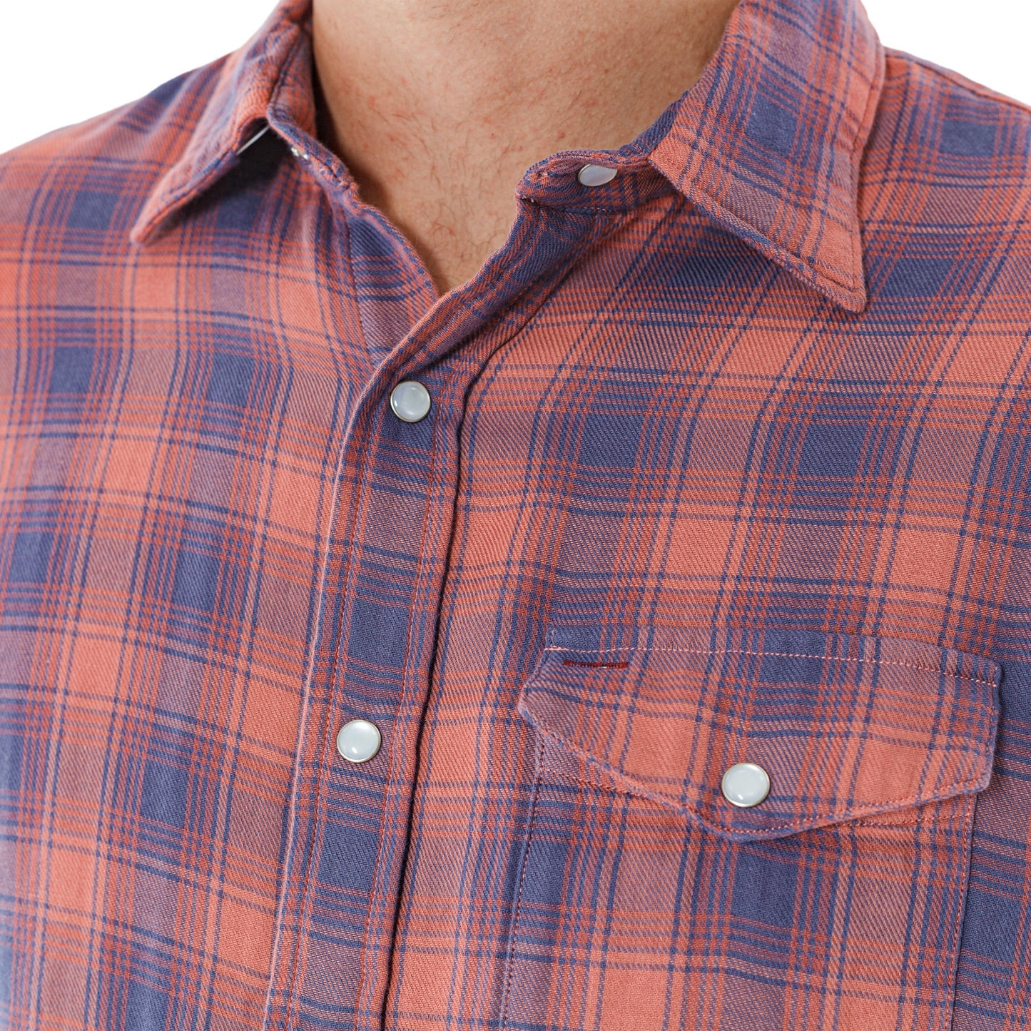 Double Cloth Flannel Pearl Snap - Boyd Plaid - Navy