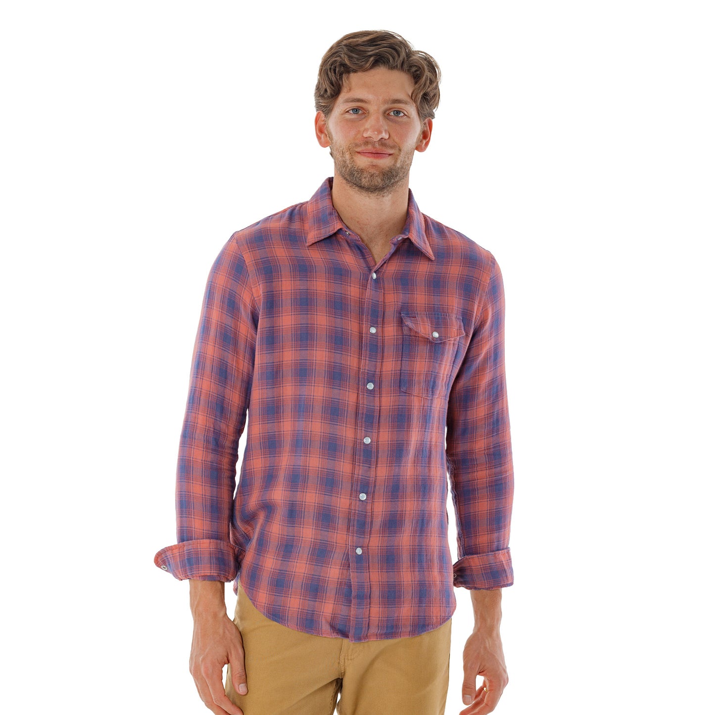 Double Cloth Flannel Pearl Snap - Boyd Plaid - Navy