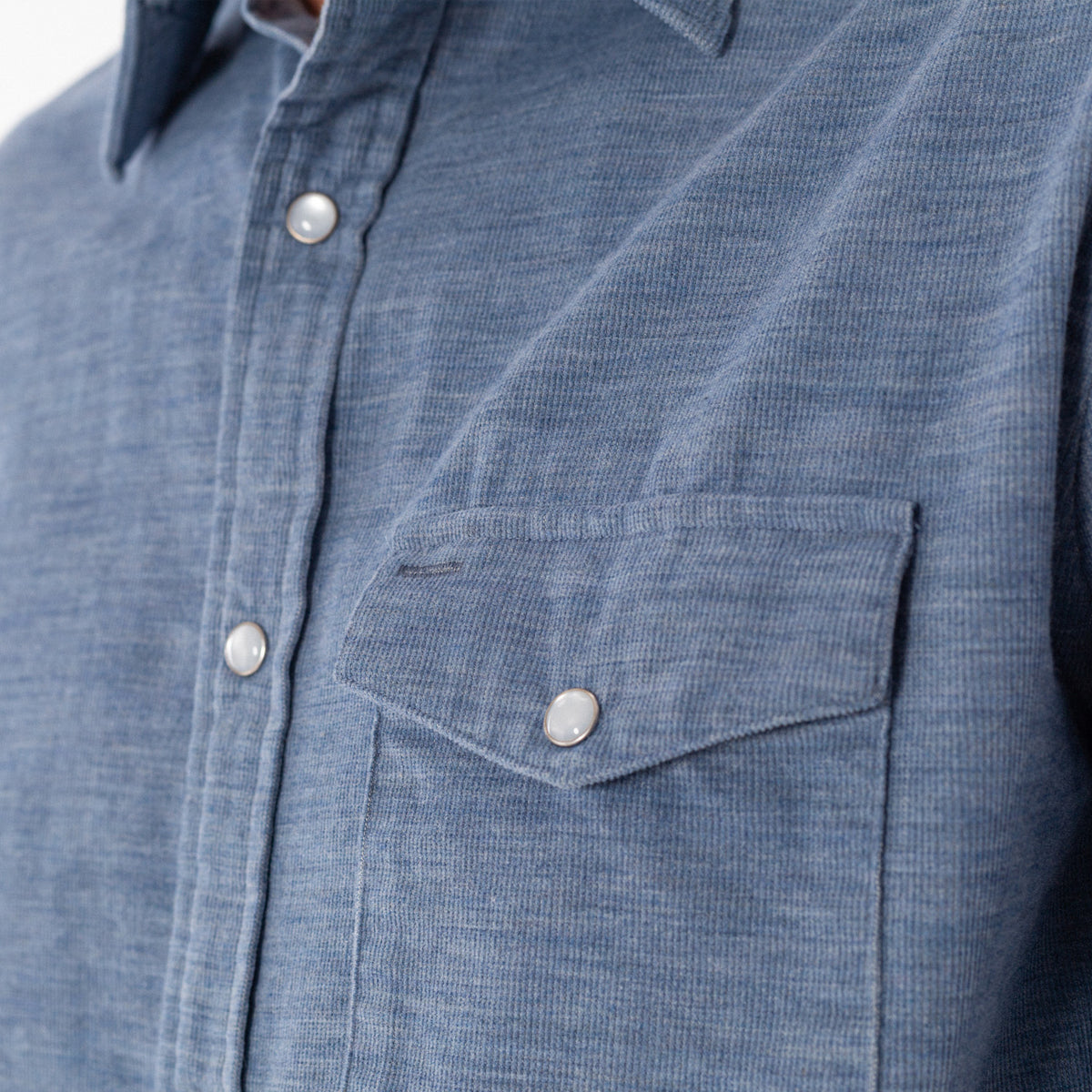 Corduroy Pearl Snap - Heather Steely Blue