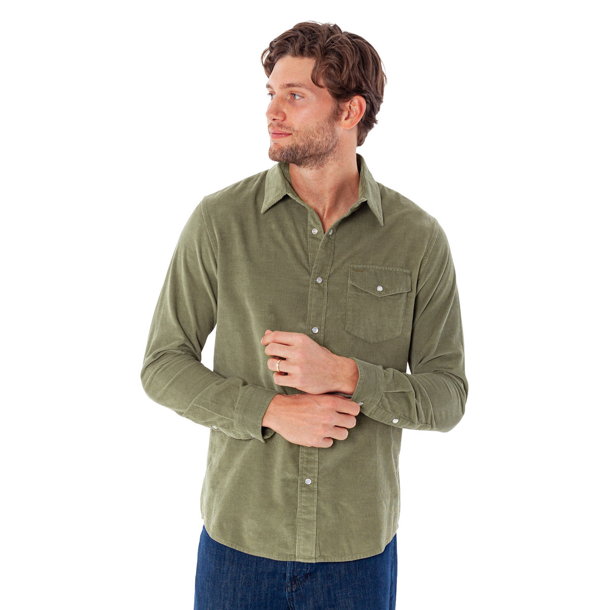 Corduroy Pearl Snap - Dirty Martini