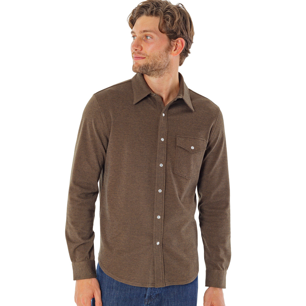 Chill-Knit Twill Pearl Snap - Woodgrain