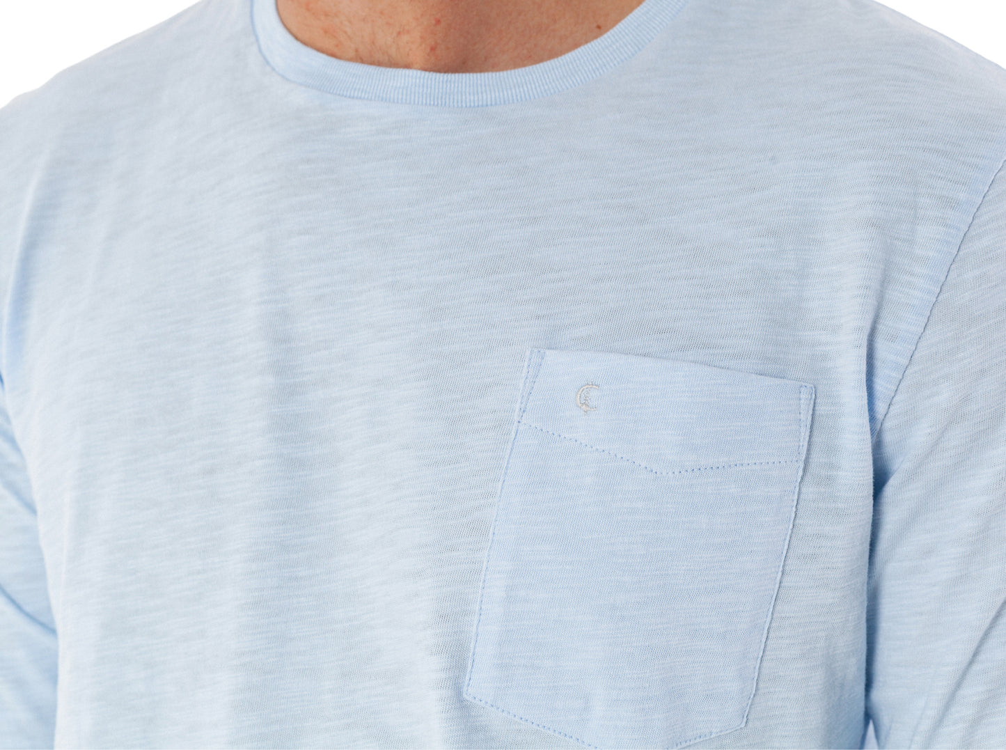 Cotton Slub Long Sleeve T-Shirt - Ice Blue