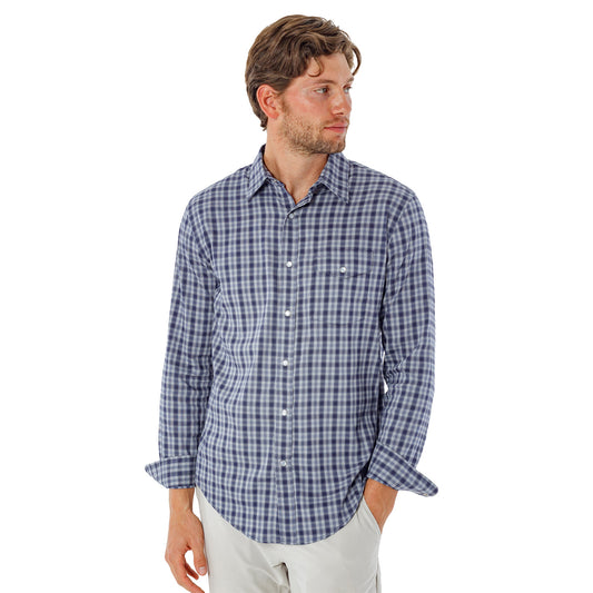 Performance Pearl Snap Button Down - Navy Check