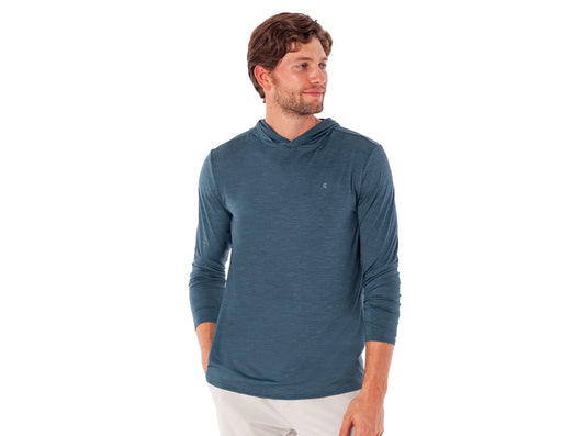 Criquet Performance Sport Hoodie in Lake Blue, studio photo