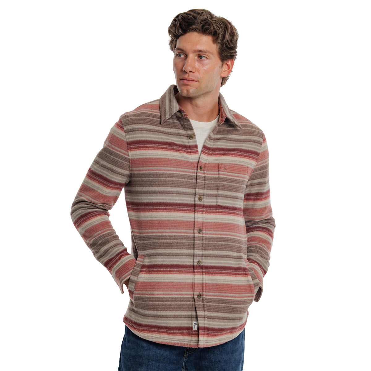 Chill-Knit Fleece Shacket - Horizon Stripe Cedar
