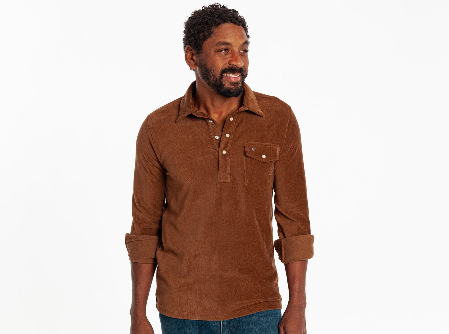Velour Long Sleeve Players Shirt - Toffee