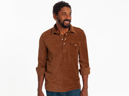 Velour Long Sleeve Players Shirt - Toffee