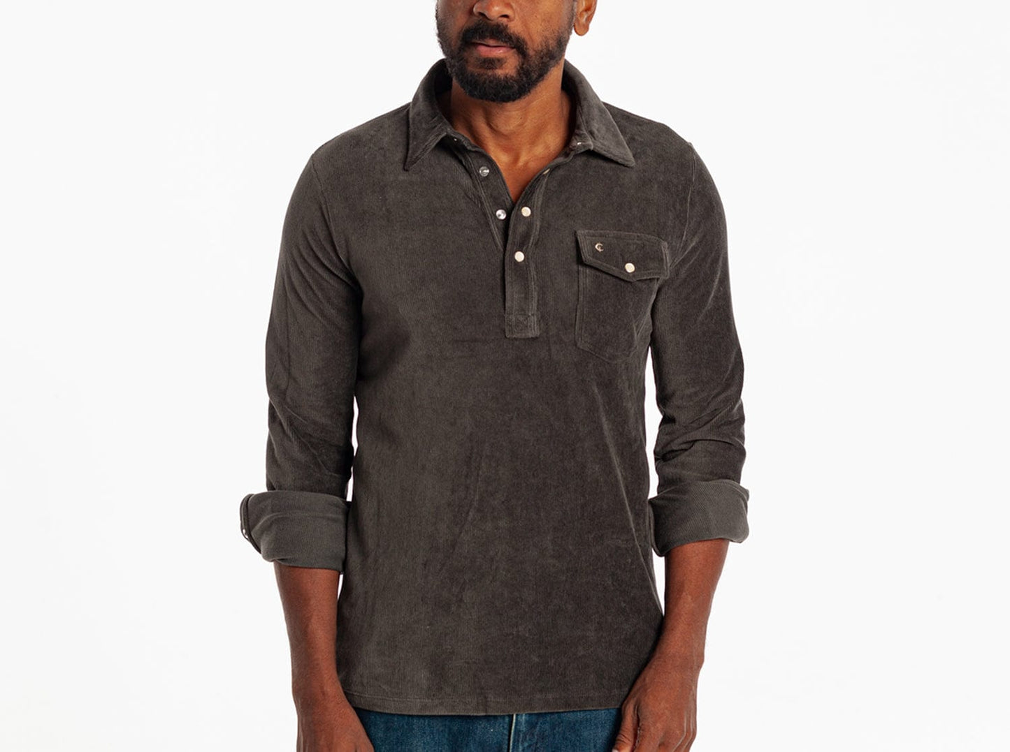 Velour Long Sleeve Players Shirt - Coal