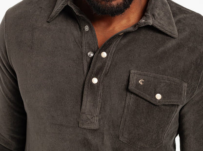 Velour Long Sleeve Players Shirt - Coal