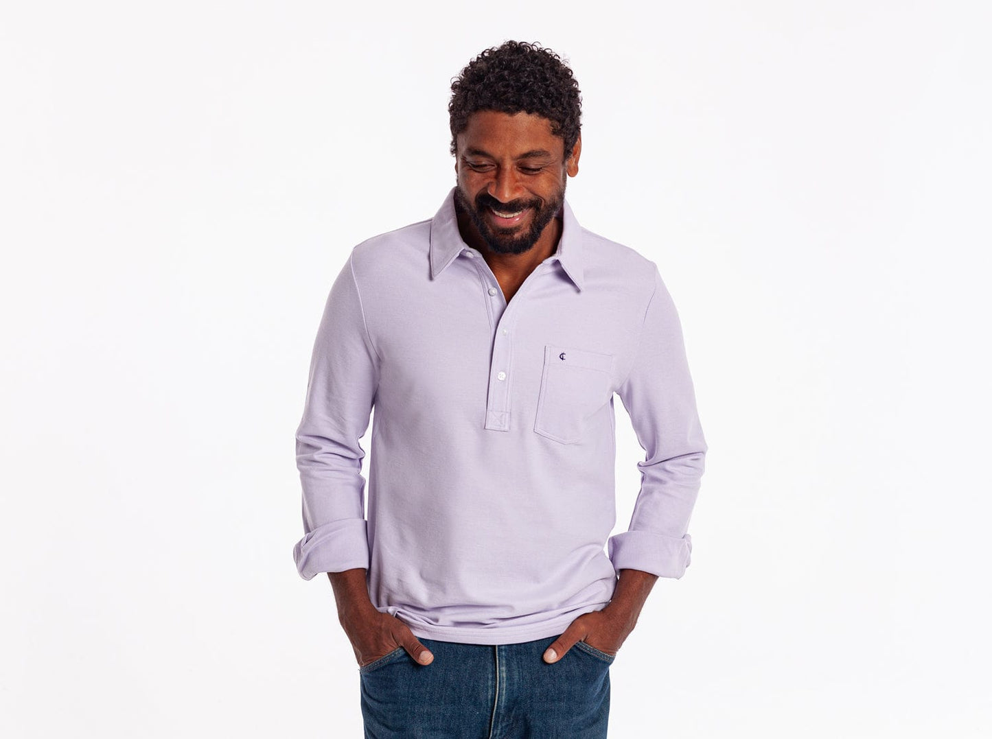 Slim Fit Long Sleeve Players Shirt - Morning Glory