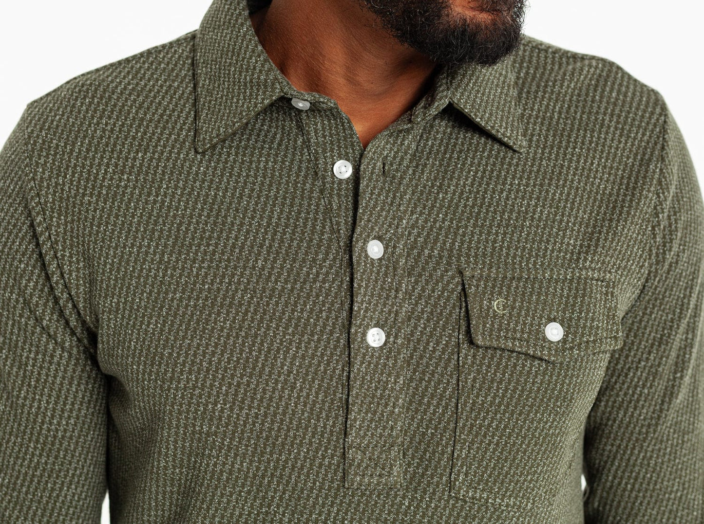 Houndstooth Long Sleeve Players Shirt - Pine