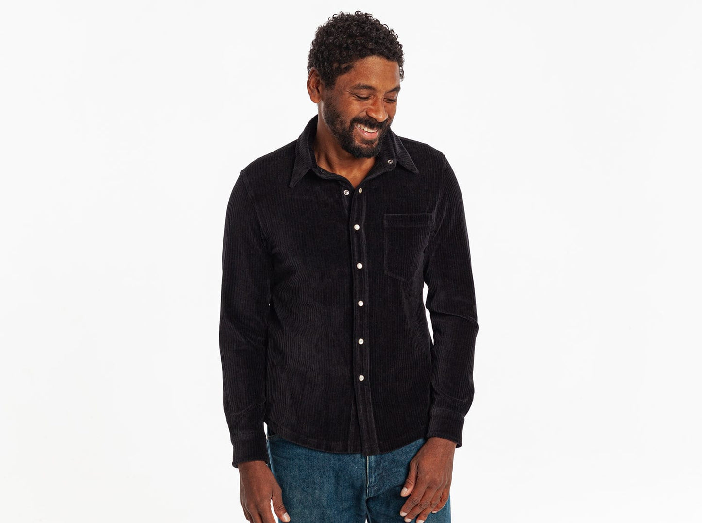 The Velour Pearl Snap - Black Stallion