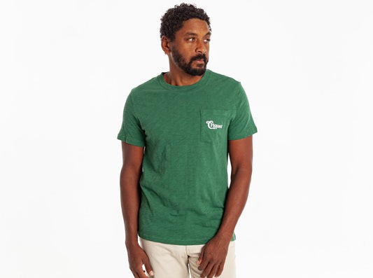 Slub Graphic T-Shirt - Sign - Hunter Green