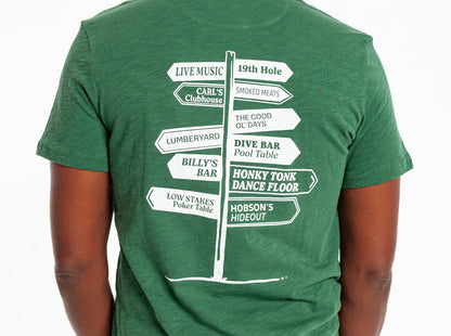 Slub Graphic T-Shirt - Sign - Hunter Green